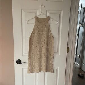 Beige Knit Sleeveless Dress